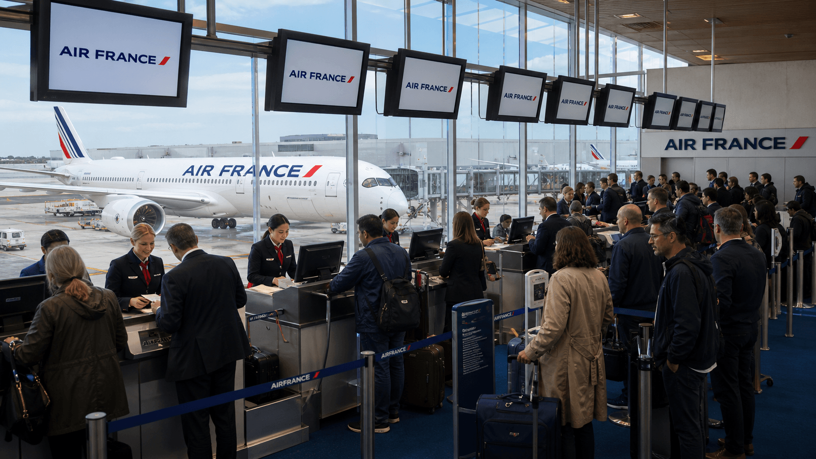 Sảnh và nhân viên phục vụ Air France