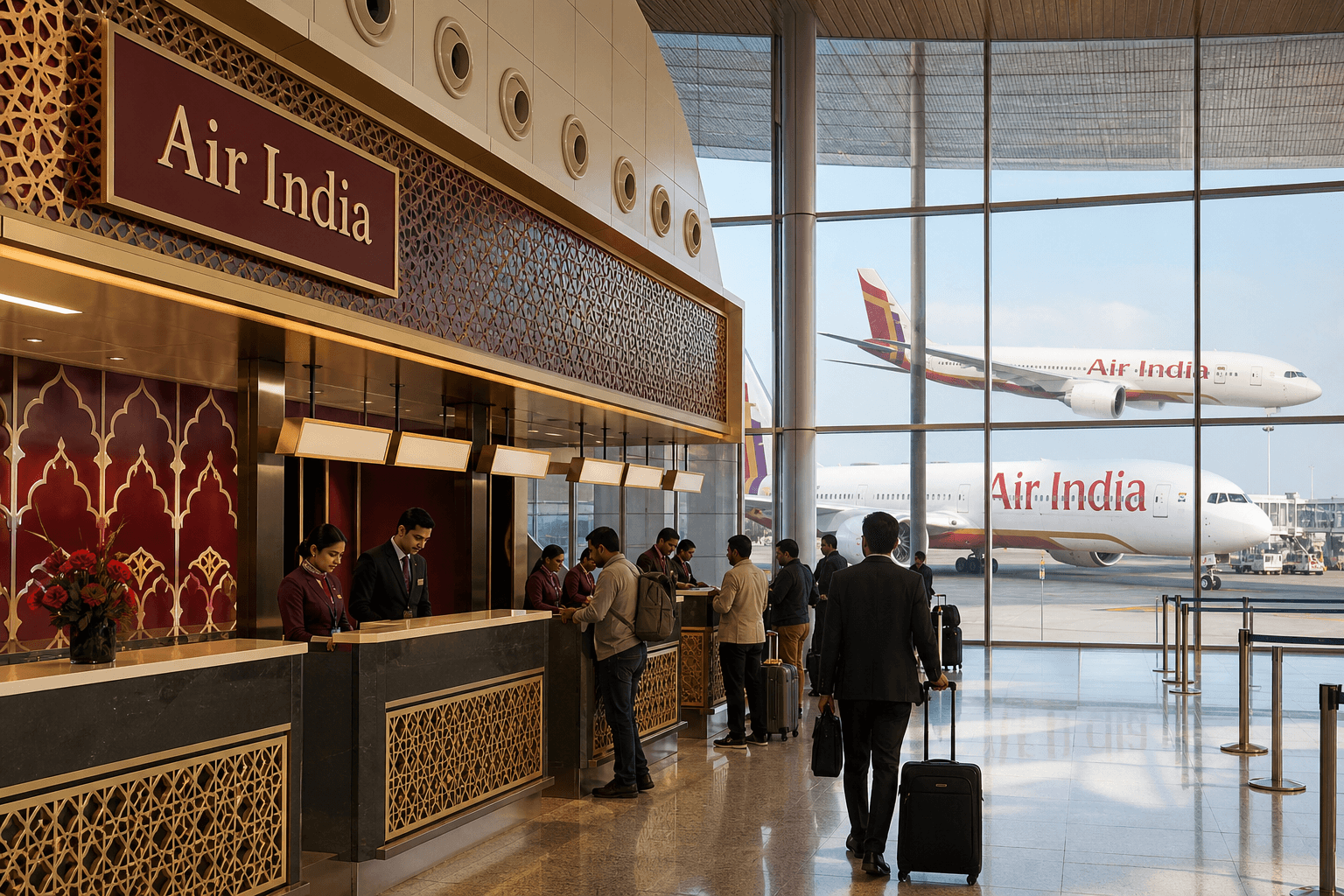 Sảnh và nhân viên phục vụ Air India