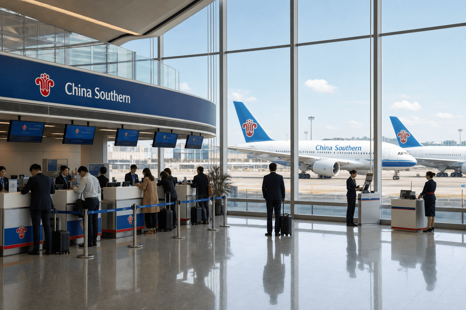 Sảnh và nhân viên phục vụ China Southern Airlines