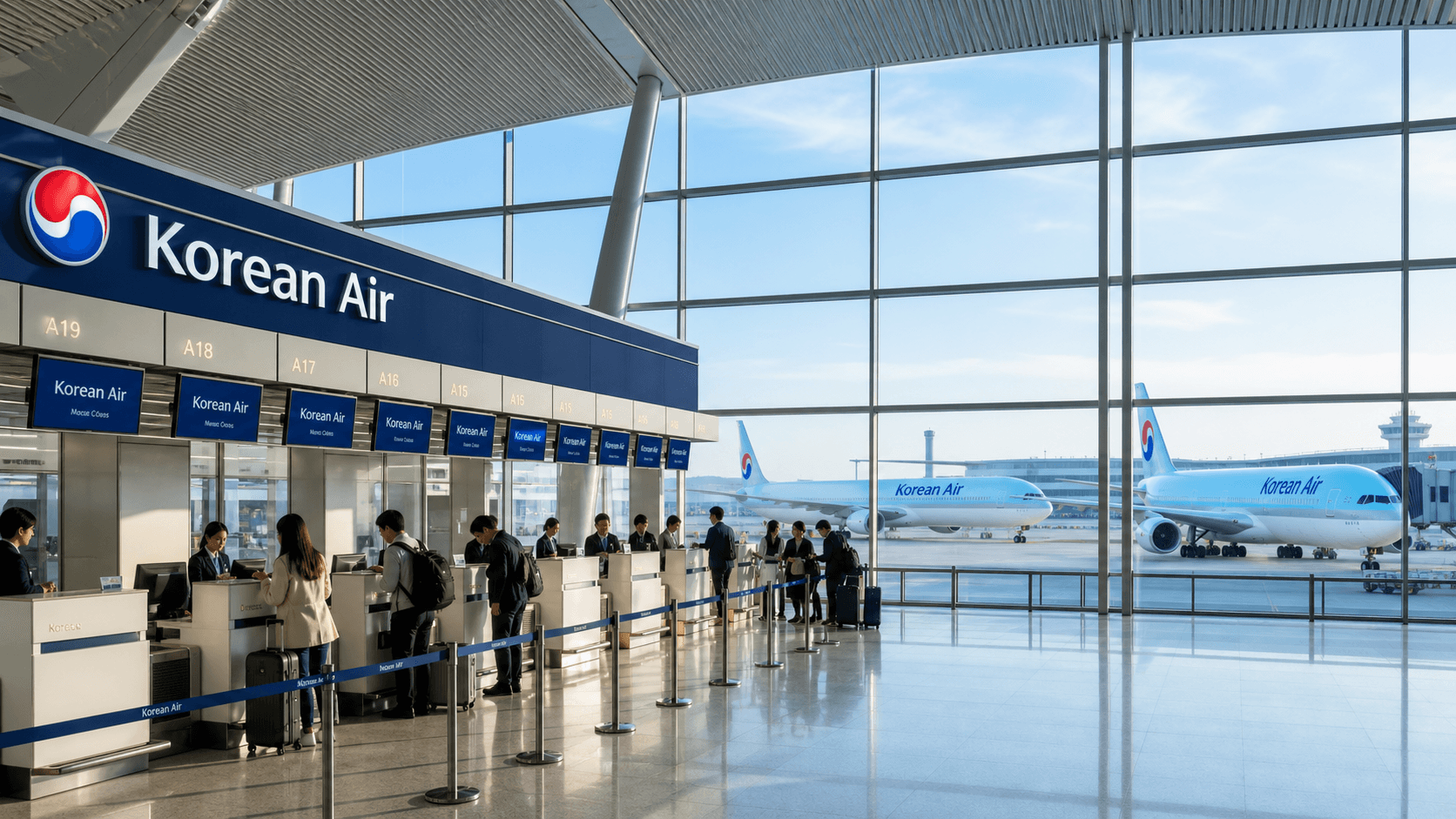 Sảnh và nhân viên phục vụ Korean Air