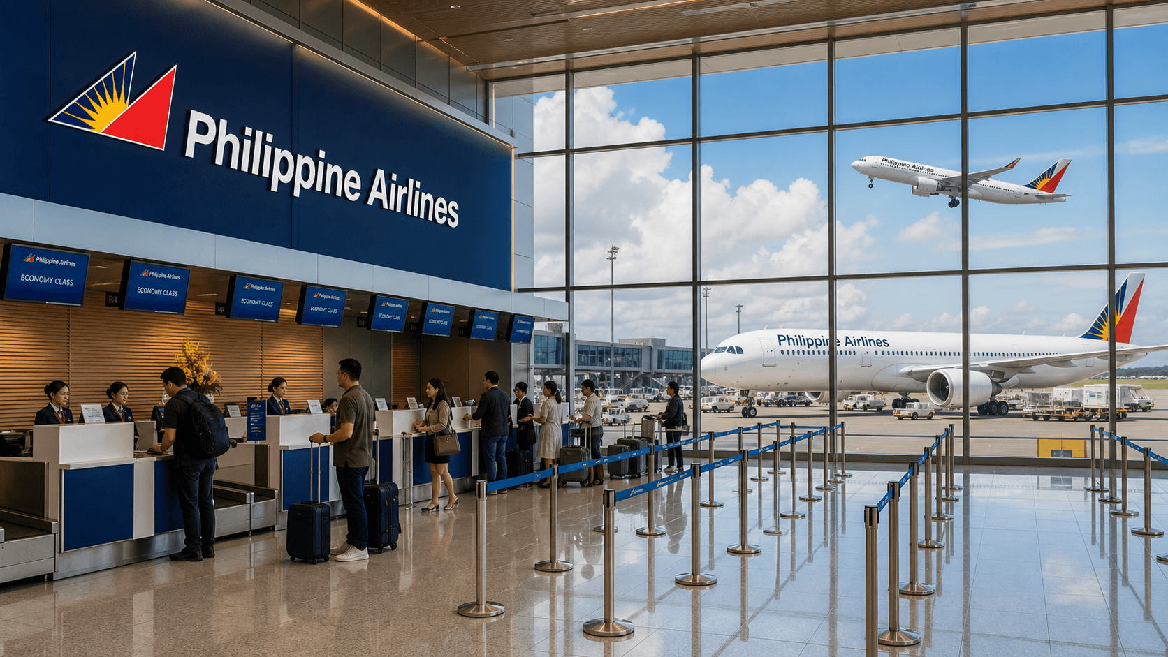 Sảnh và nhân viên phục vụ Philippine Airlines