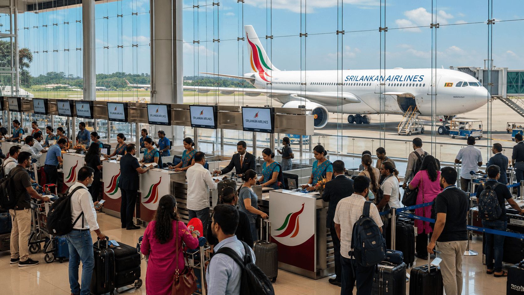 Sảnh và nhân viên phục vụ SriLankan Airlines
