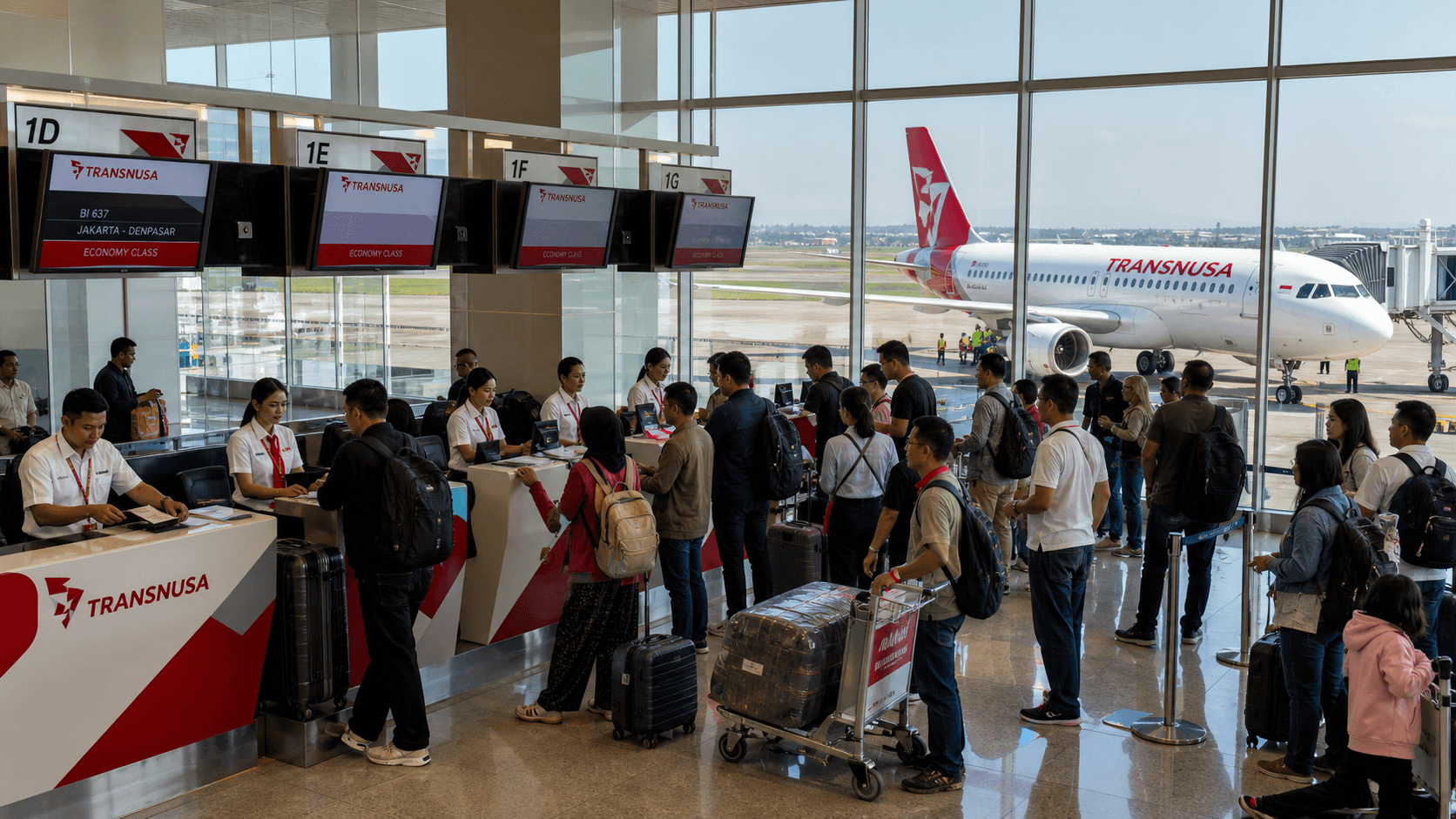 Sảnh và nhân viên phục vụ TransNusa