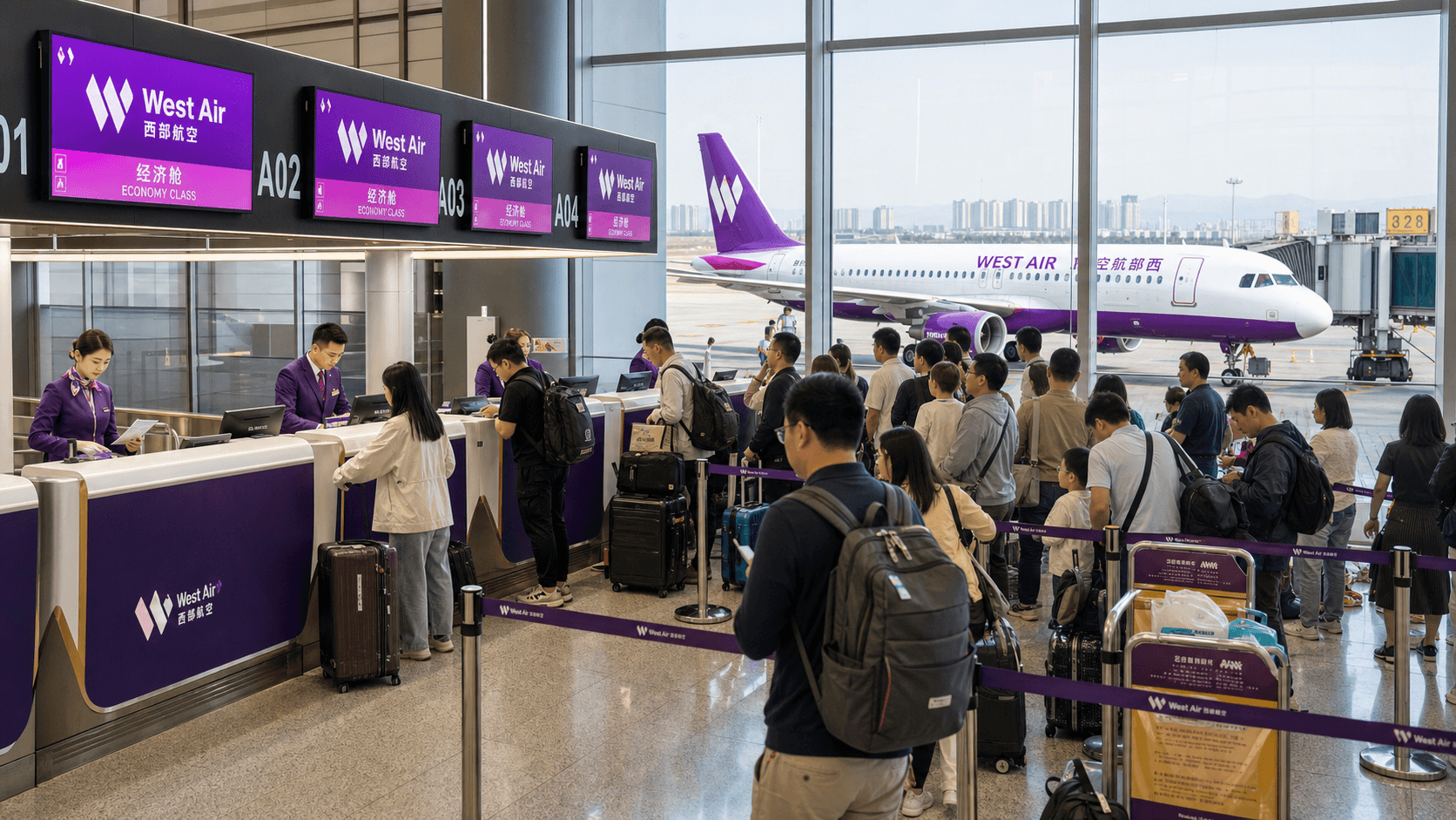 Sảnh và nhân viên phục vụ West Air