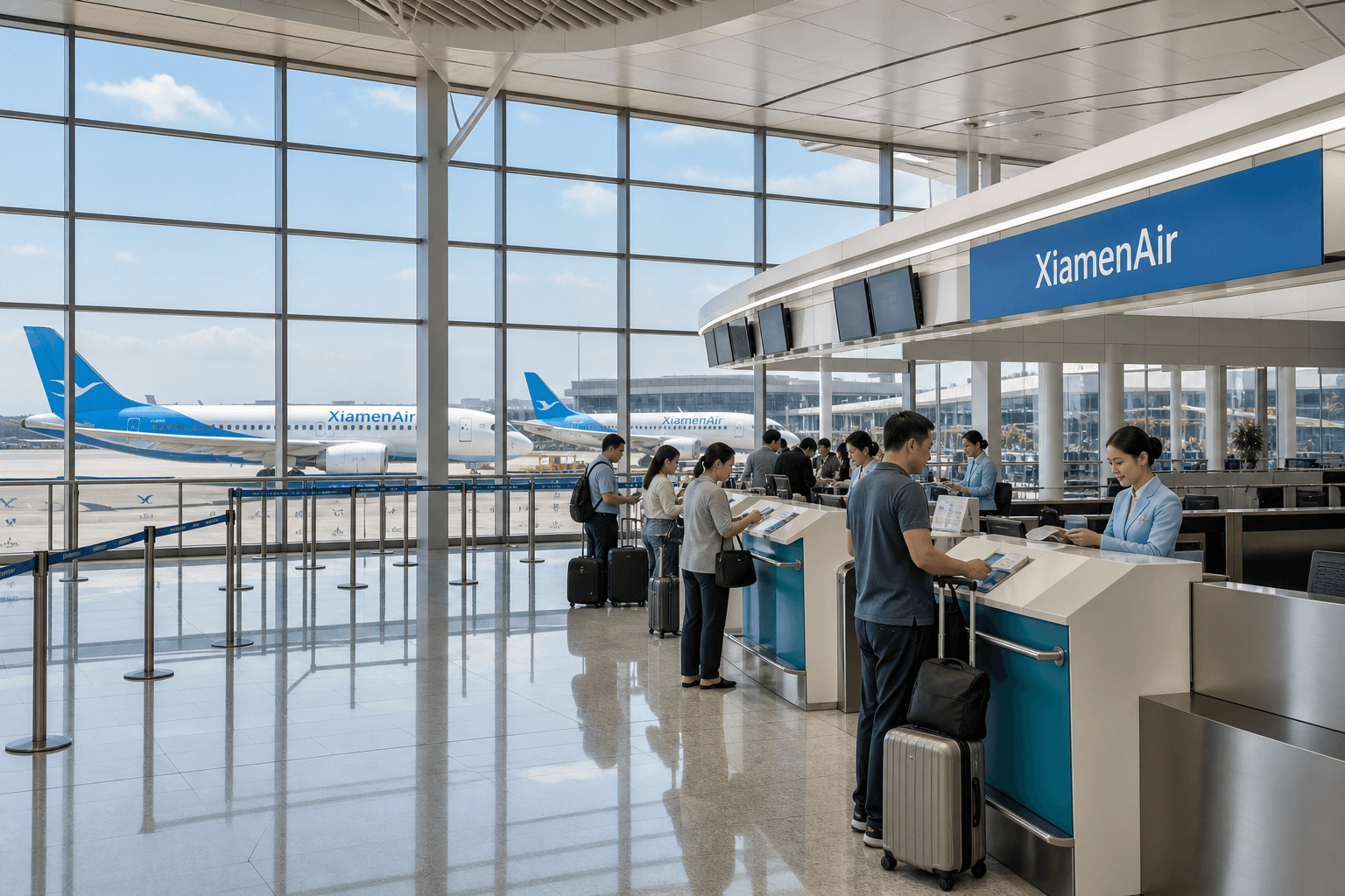 Sảnh và nhân viên phục vụ XiamenAir
